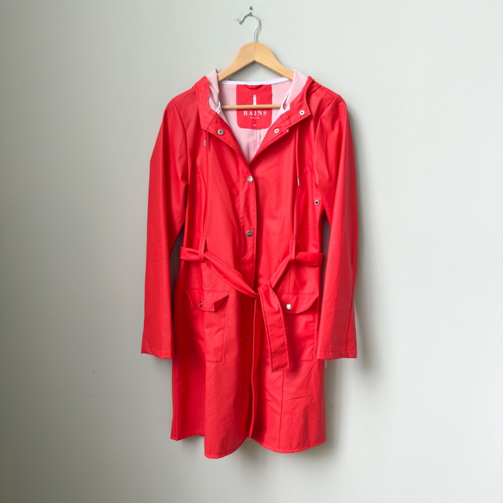 Women's Rains Brand Red Rain Jacket IMPERFECT Trench Size XS/S
